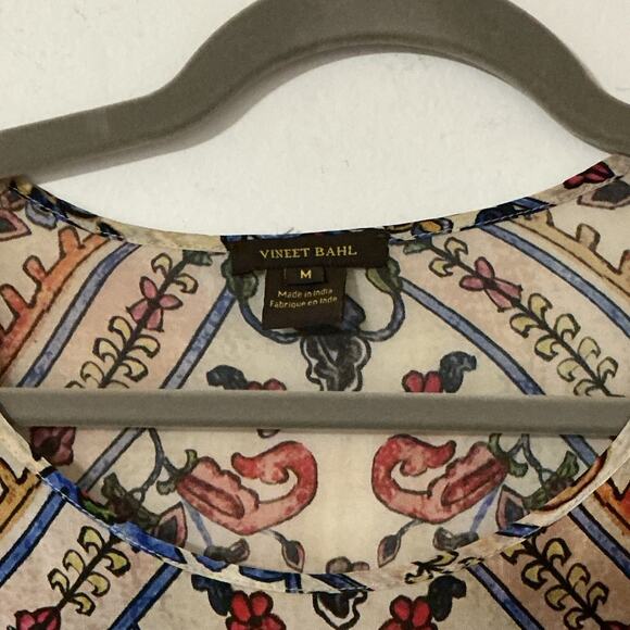 Vineet Bahl for Anthropologie Embroidered Floral Boho Front Tie Top M - Picture 7 of 12